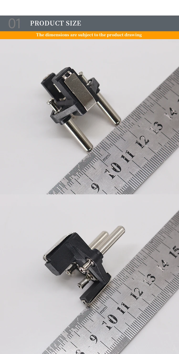 Hight Quality Low Price WS-DC0780 Solid Pin Two-pin Plug Insert With Double Earth Conductor System French AC Plug Inserts