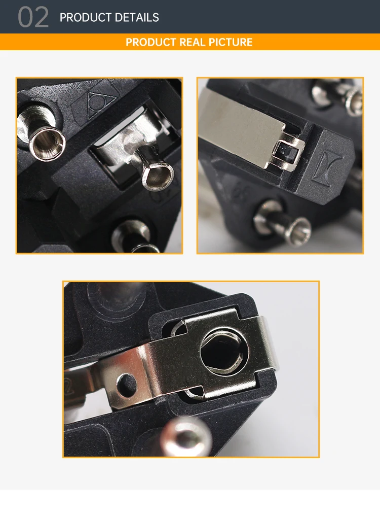 Hight Quality Low Price WS-DC0780 Solid Pin Two-pin Plug Insert With Double Earth Conductor System French AC Plug Inserts