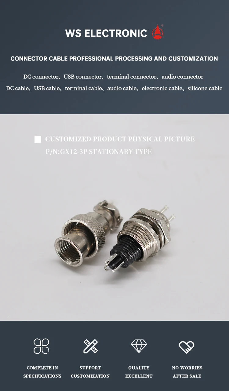GX12 3P Connectors Threaded Connectors Aviation Plugs Circular Connectors Power Supply Connectors for Aviation Cable DXZP SC