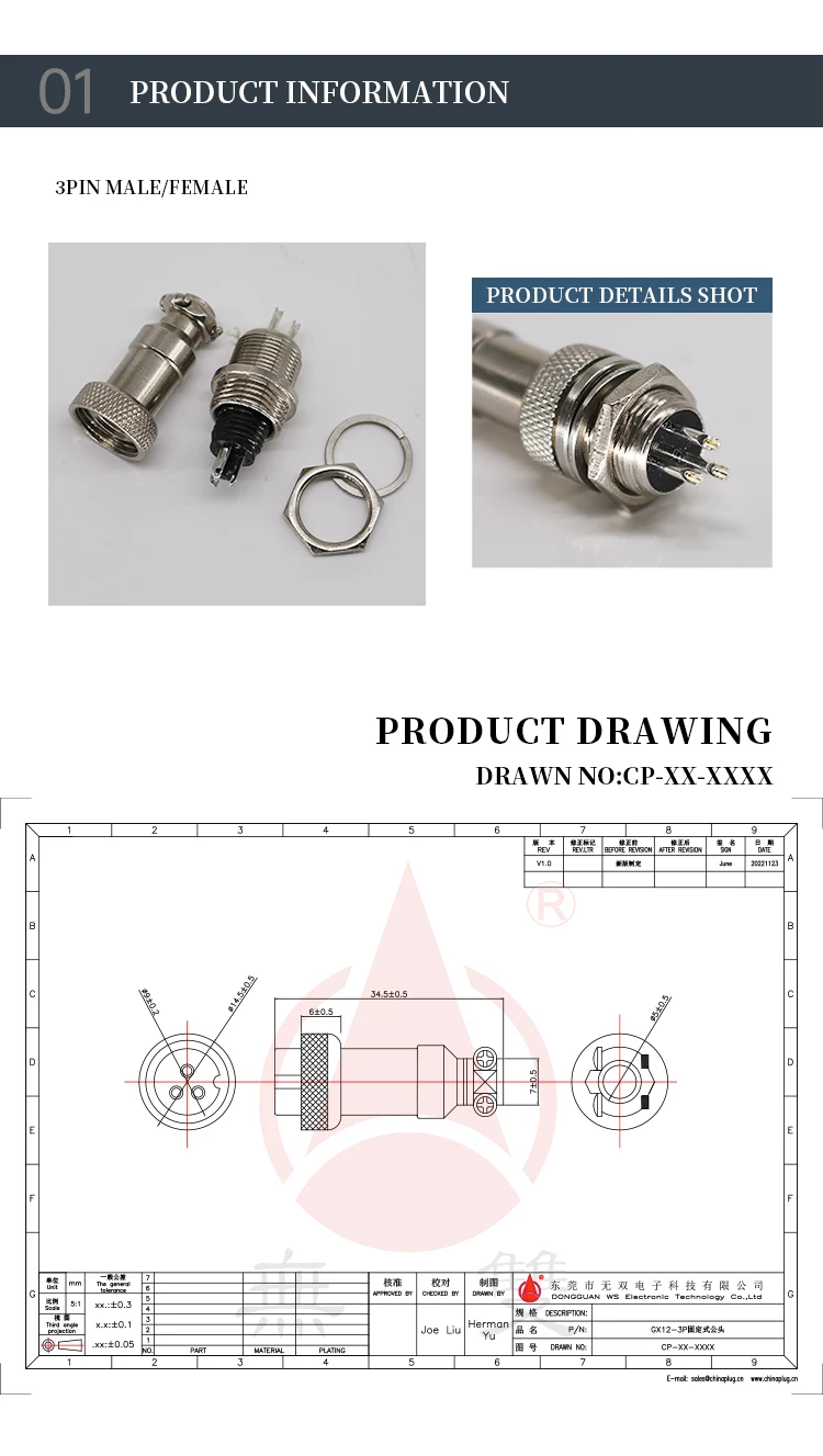 GX12 3P Connectors Threaded Connectors Aviation Plugs Circular Connectors Power Supply Connectors for Aviation Cable DXZP SC