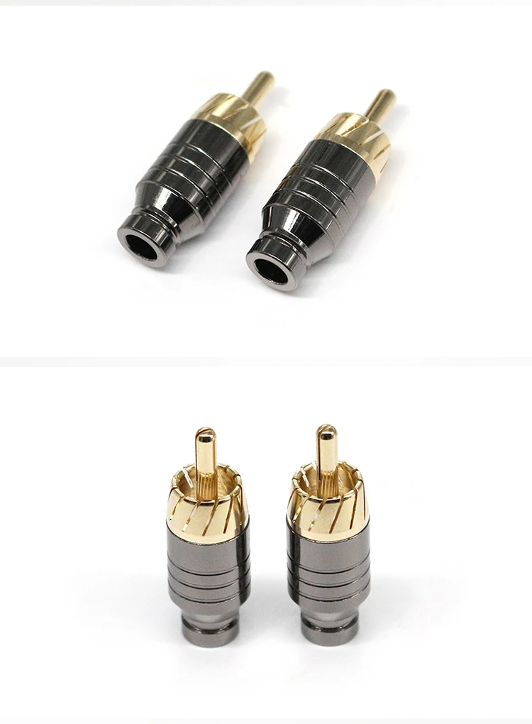 Gold Plated RCA Male Plugs Hi-end Audio Connectors Gold Plated Copper RCA Plug Audio Cable Male Connectors Adapter Welding