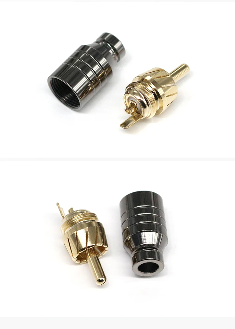 Gold Plated RCA Male Plugs Hi-end Audio Connectors Gold Plated Copper RCA Plug Audio Cable Male Connectors Adapter Welding