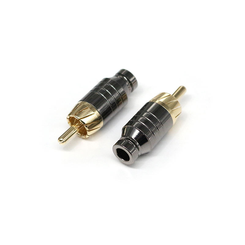 Gold Plated RCA Male Plugs Hi-end Audio Connectors Gold Plated Copper RCA Plug Audio Cable Male Connectors Adapter Welding