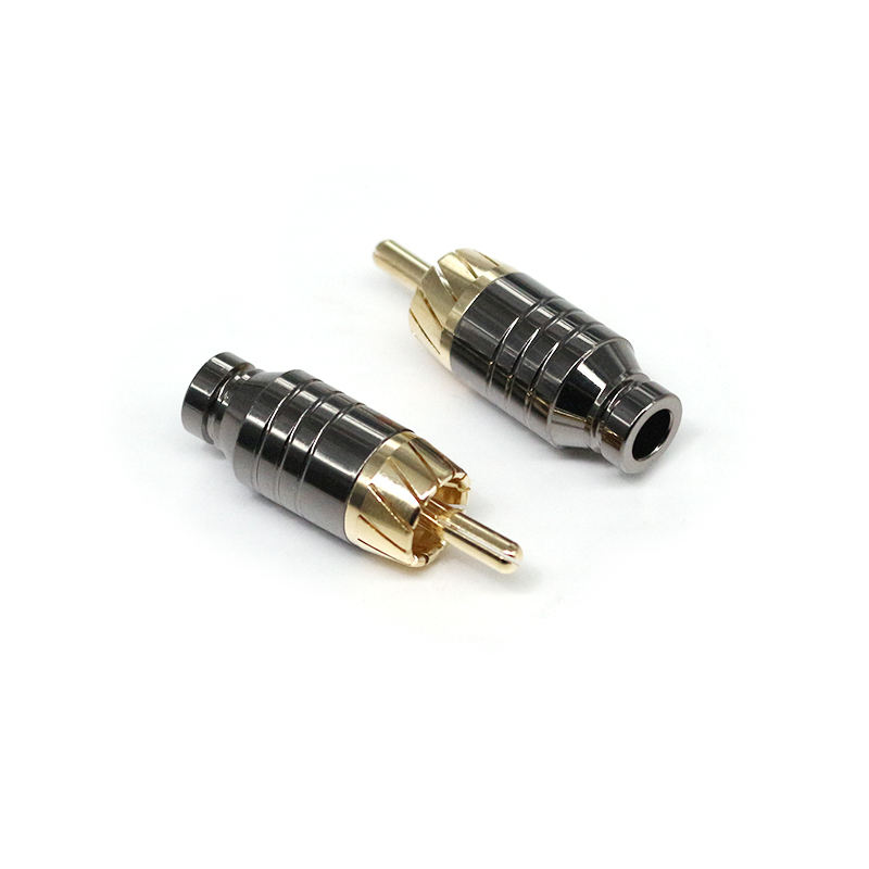 Gold Plated RCA Male Plugs Hi-end Audio Connectors Gold Plated Copper RCA Plug Audio Cable Male Connectors Adapter Welding
