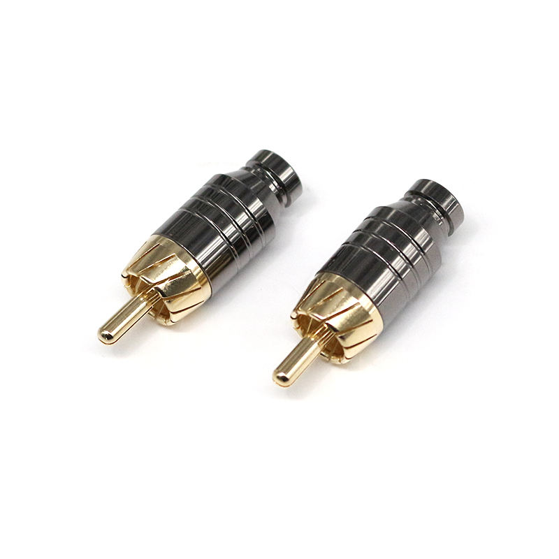 Gold Plated RCA Male Plugs Hi-end Audio Connectors Gold Plated Copper RCA Plug Audio Cable Male Connectors Adapter Welding
