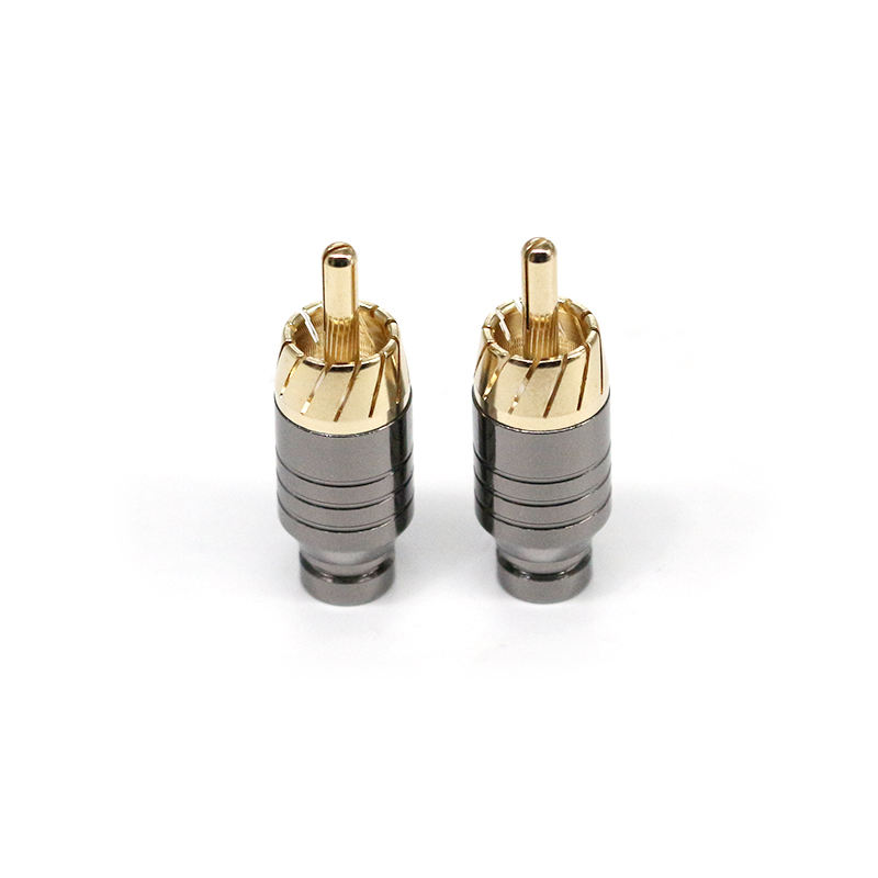 Gold Plated RCA Male Plugs Hi-end Audio Connectors Gold Plated Copper RCA Plug Audio Cable Male Connectors Adapter Welding