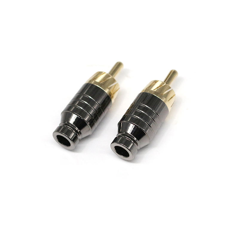 Gold Plated RCA Male Plugs Hi-end Audio Connectors Gold Plated Copper RCA Plug Audio Cable Male Connectors Adapter Welding