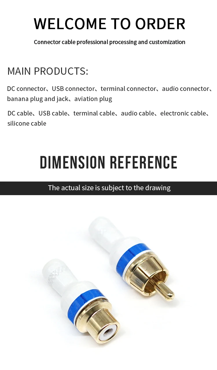 Professional Factory High Quality Gold Plated RCA Plugs RCA Sockets Assembly RCA Connectors Gold Plated Audio Connectors