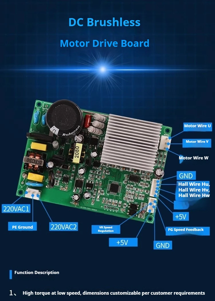 AC220V Brushless Motor Driver Controller 3A 600W High Power DC Speed Controller for Industrial Motor Universal
