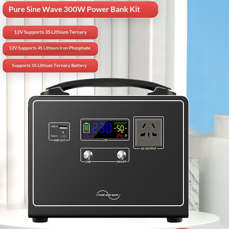 Outdoor Portable Power Supply Enclosure Kits 12V to 220V Pure Sine Wave Inverter PCBA DIY Power Bank Case with Cooling Fan Parts