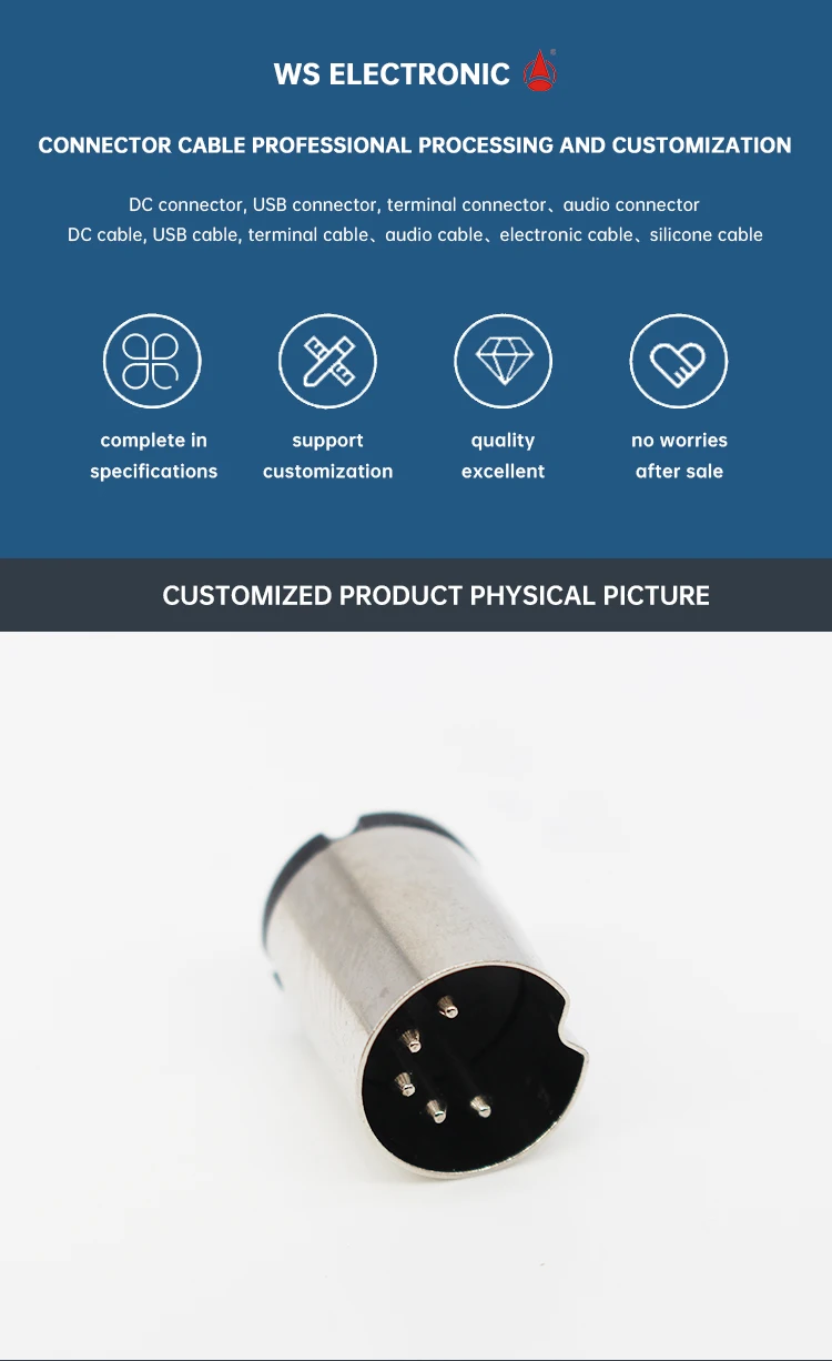 Factory Custom Hot Sale Customized Mini Din Connectors 4 5 6 7 8 9 10 11 12 13 Pin Male and Female Waterproof Din Connectors