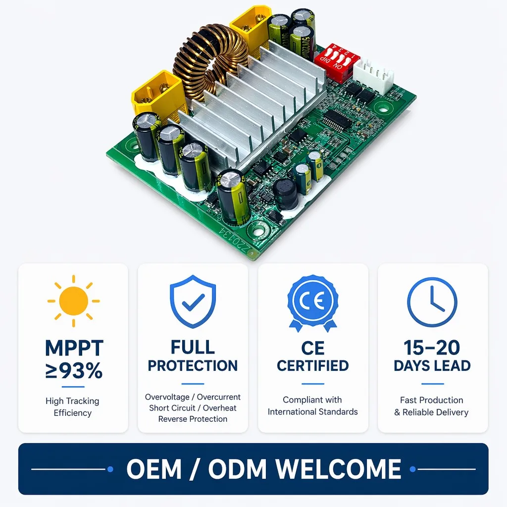 200W MPPT Solar Charge Controller Module 15A 12V/24V Smart PV Charging PCBA for LiFePO4 RV Camper Off-Grid Solar Power System