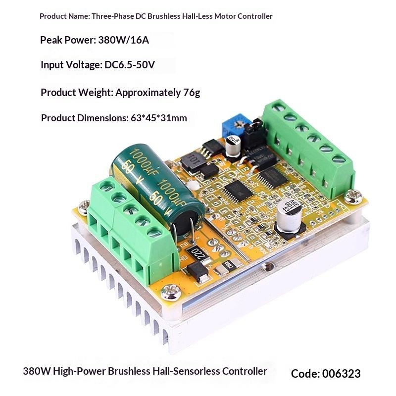 High Power BLDC 3-Phase DC Brushless Motor Controller 380W 1000W 1500W PWM Motor Driver Board with/without Hall Sensor