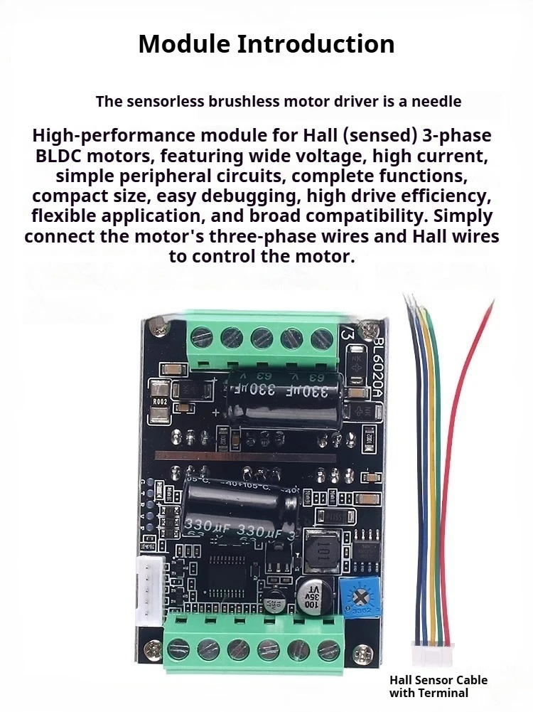 Professional 500W BLDC Motor Controller 60V/48V Hall Sensor Driver Board 20A PWM Speed Control for Fan Pump Robot Drone