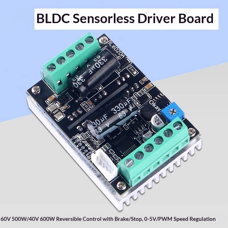 Professional 500W BLDC Motor Controller 60V/48V Hall Sensor Driver Board 20A PWM Speed Control for Fan Pump Robot Drone