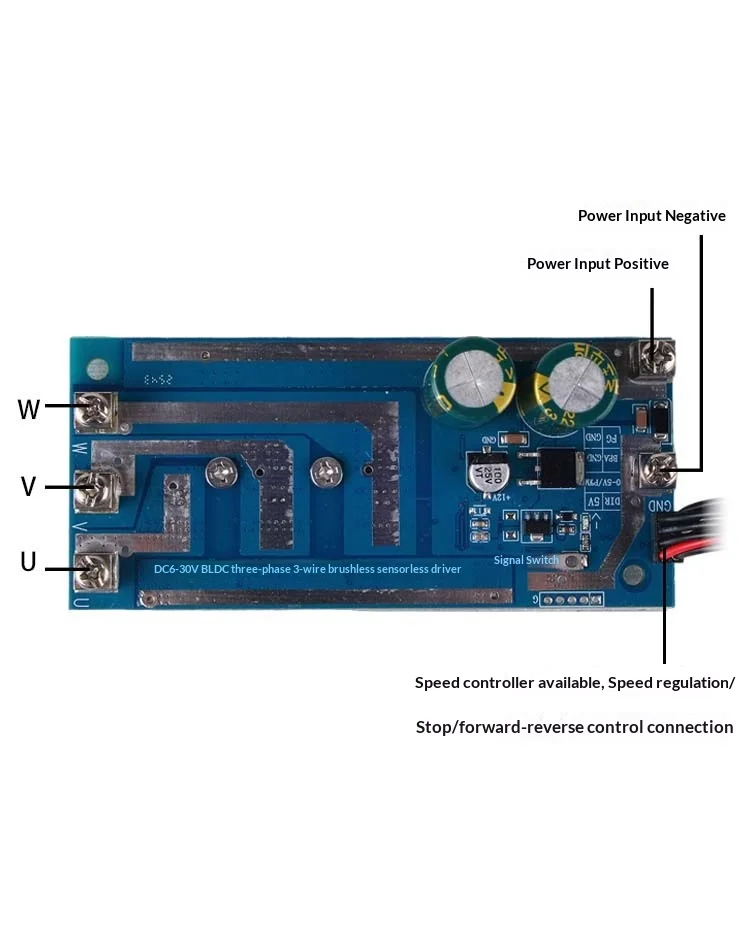 BLDC Motor Controller 750W 30V 12V 24V Sensorless 3 Phase Brushless DC Motor Driver Board 30A with Speed Controller