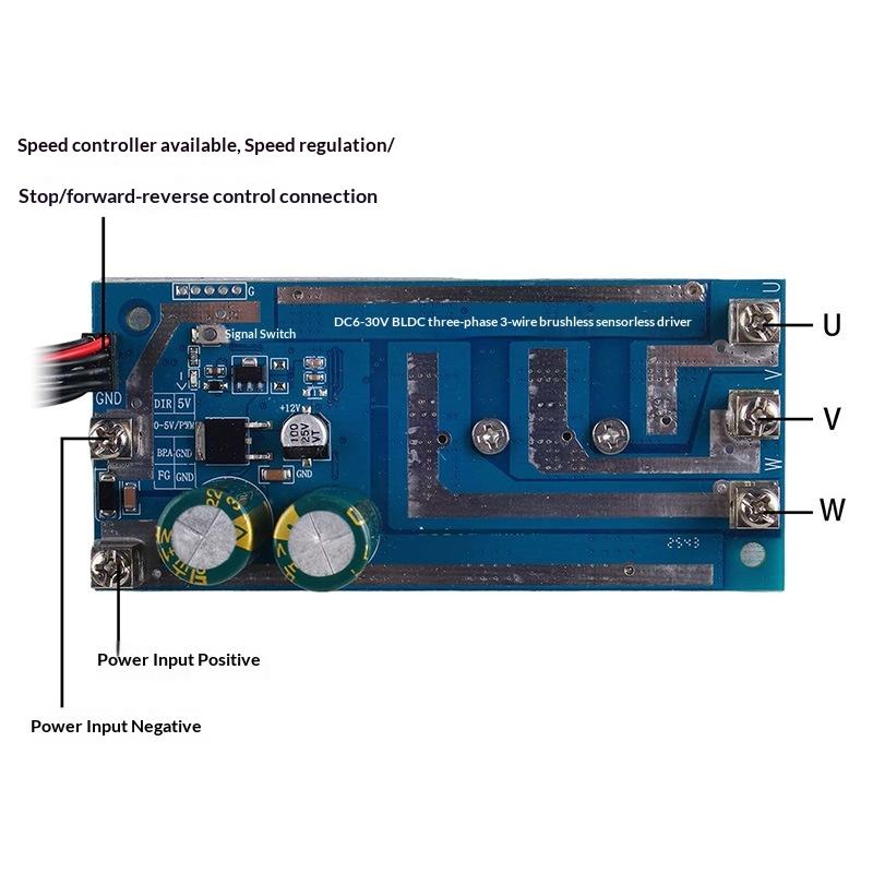 BLDC Motor Controller 750W 30V 12V 24V Sensorless 3 Phase Brushless DC Motor Driver Board 30A with Speed Controller