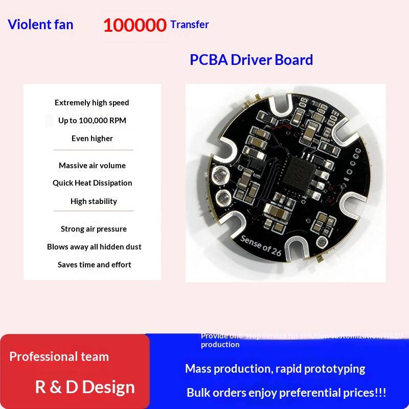 High-speed Fan 80 000100 000 RPM 29-motor Drive PCB Assembly Current Detection Temperature protection Stall-lock protection