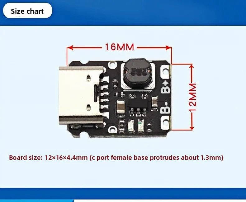 5V Charge-Discharge Integrated Module 37V/42V 18650 Lithium Battery Charging Boost Power Board Protection Type-C Port
