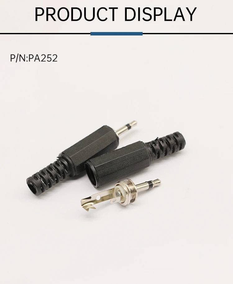 Hot Selling Assembly 2.5mm Audio Adapters Audio Mono Male Plugs Female Jack Audio Connectors Headphone Audio Plugs 2 Poles PA252