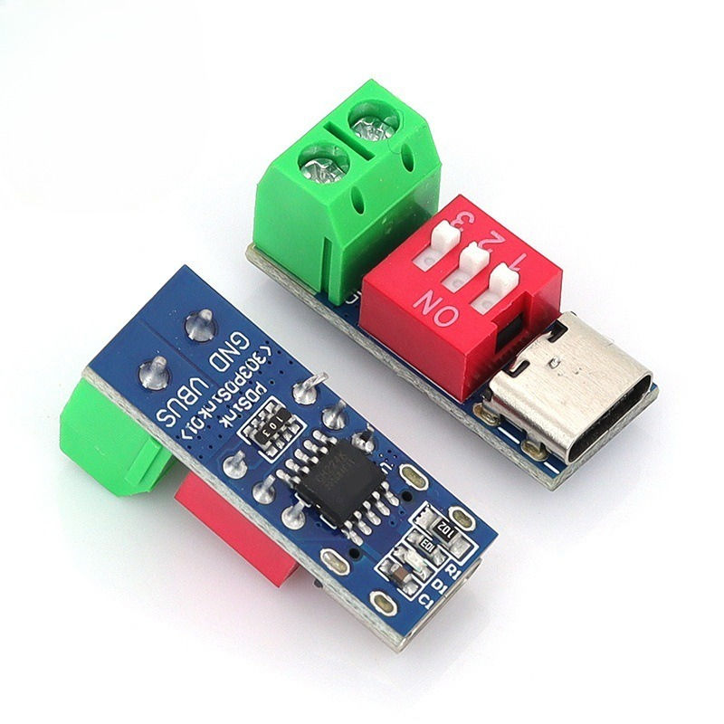 PD QC AFC Fast Charge Trigger Detector Module 5V 9V 12V 15V 20V Fixed Voltage Output Type-C Male to Female PD Sink PCBA Board