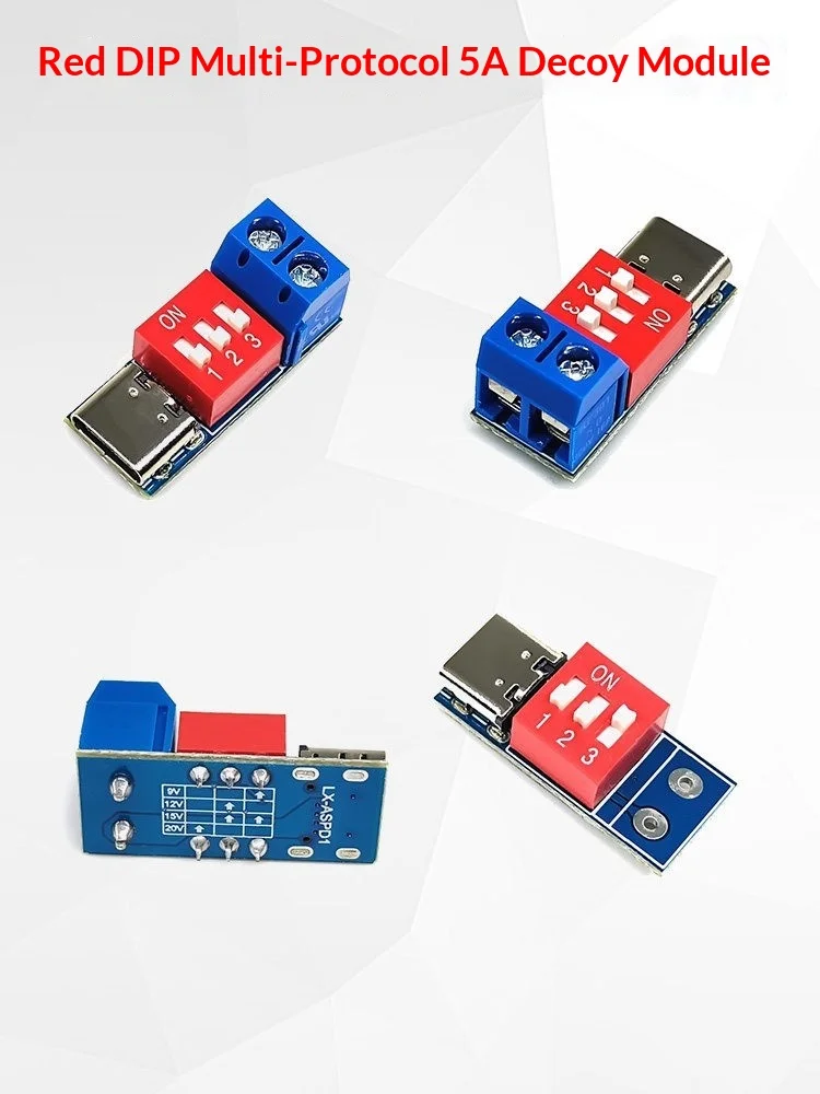 5A Multi-Protocol PD QC Fast Charge Trigger Module DC 5V-20V Adjustable Voltage Sink PCBA for LED Power Supply Stability Test