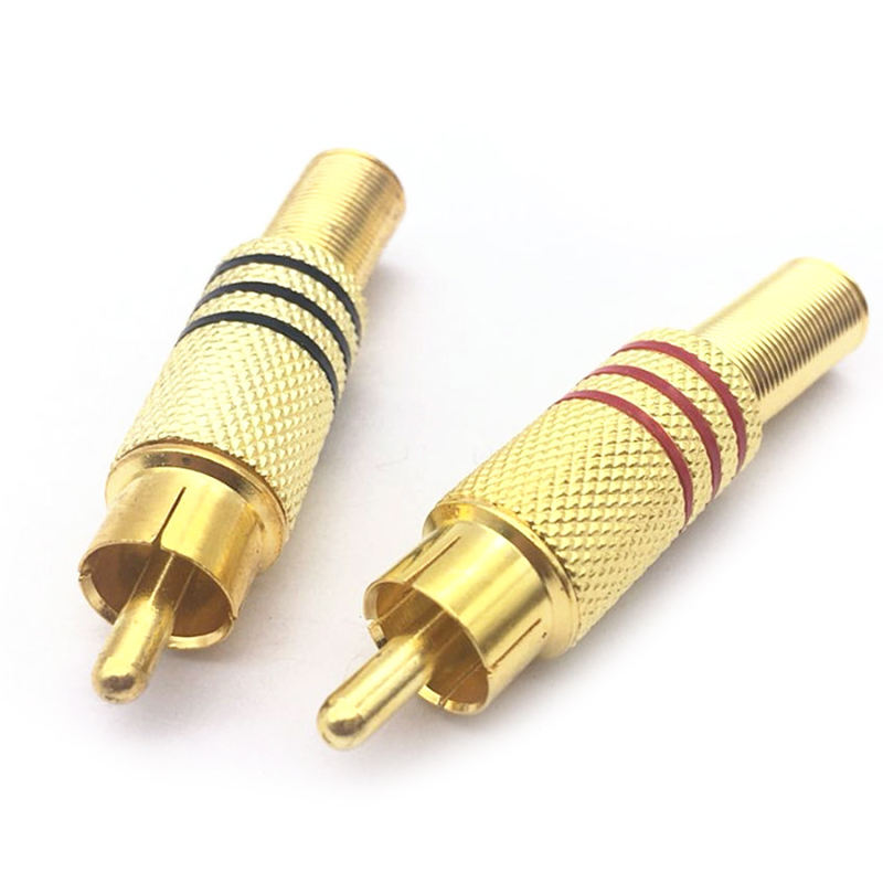 High-Performance Gold Plated RCA Jacks Welding Plugs Zinc Alloy Male Soldering Connectors Mono Audio Connectors for Amplifier