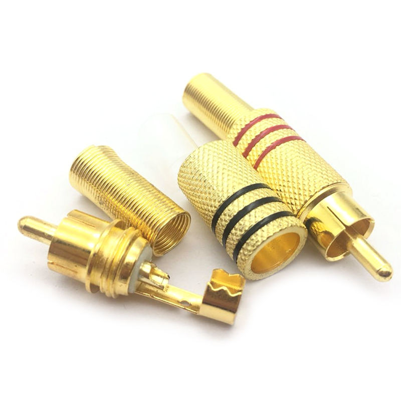 High-Performance Gold Plated RCA Jacks Welding Plugs Zinc Alloy Male Soldering Connectors Mono Audio Connectors for Amplifier
