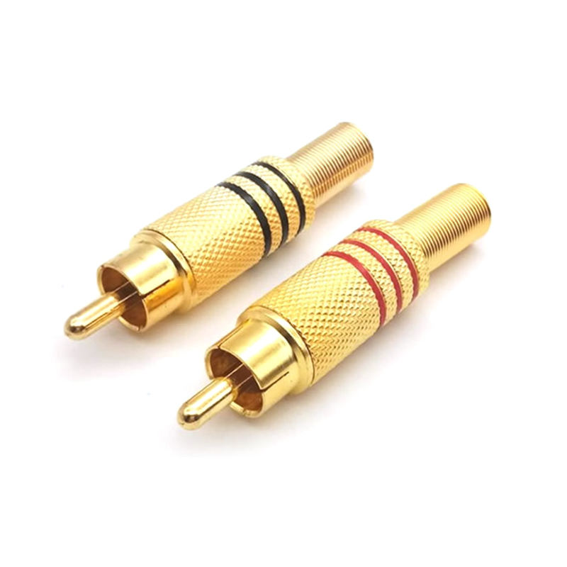 High-Performance Gold Plated RCA Jacks Welding Plugs Zinc Alloy Male Soldering Connectors Mono Audio Connectors for Amplifier