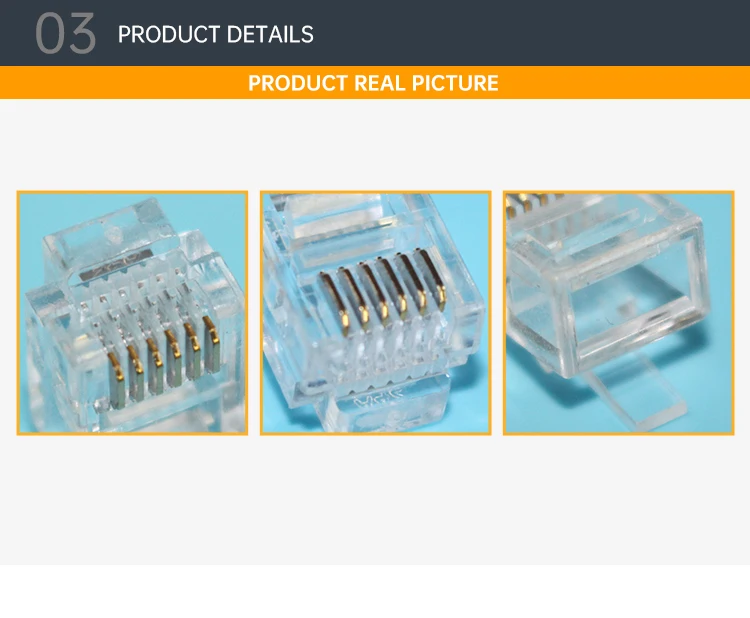 RJ11 Male Connectors 6P4C 6P6C for Telephone Cable Ethernet UTP Plug Rj45 Female Connectors Chinese Professional Factory
