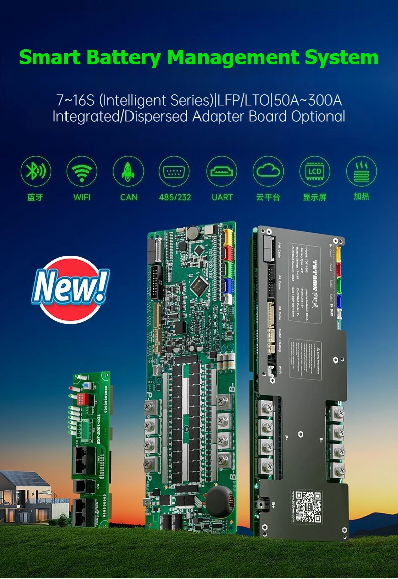 16S 48V 100A 150A 200A Smart BMS with Bluetooth RS485 CAN WiFi for LiFePO4 / Sodium Ion Battery Home Energy Storage System