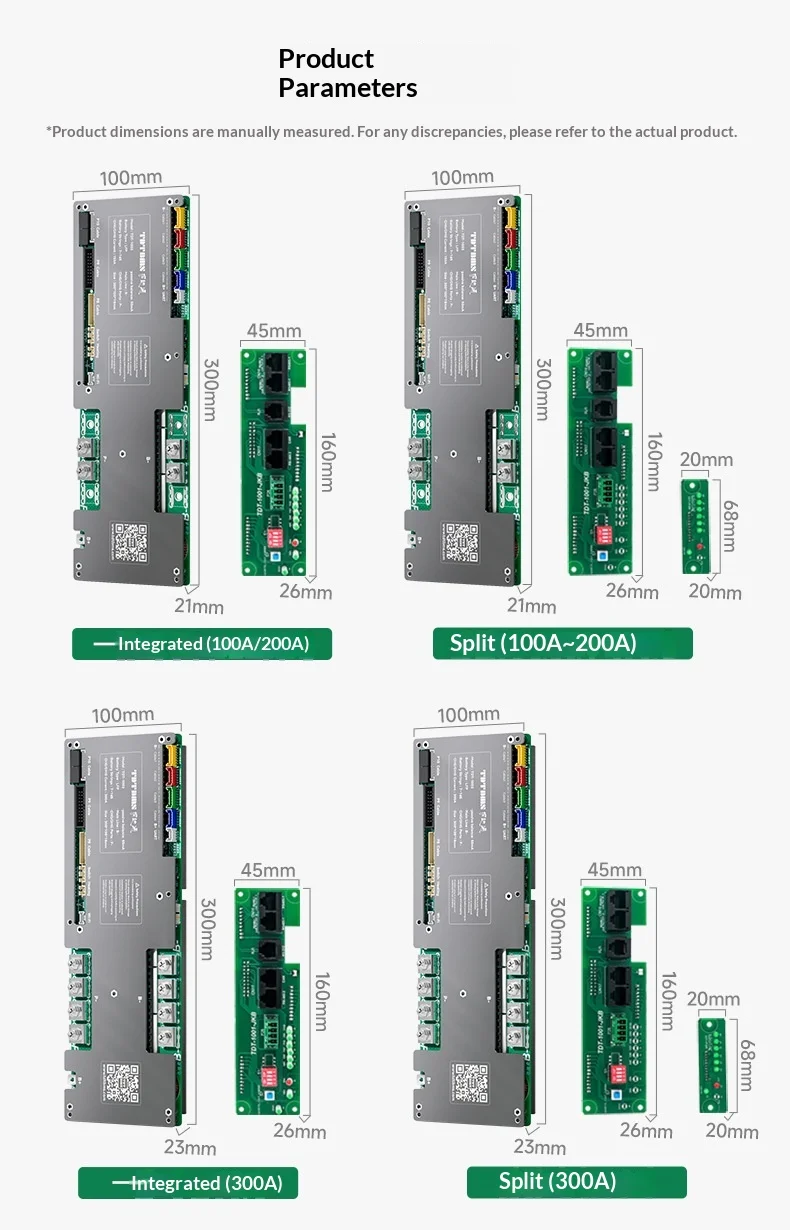 16S 48V 100A 150A 200A Smart BMS with Bluetooth RS485 CAN WiFi for LiFePO4 / Sodium Ion Battery Home Energy Storage System