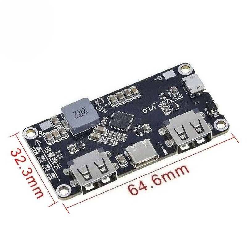 IP5328P Bidirectional Fast Charge Power Bank Mainboard 3.7V to 5V 9V 12V Boost Module 4-Port USB-C PD QC 3.0 DIY PCBA Module