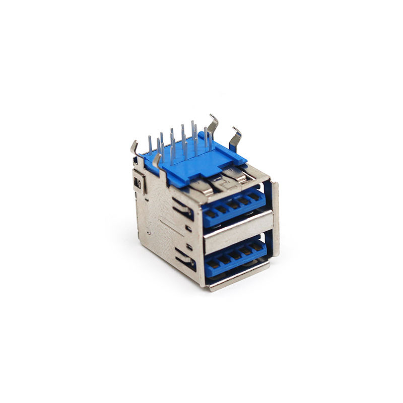 Good Quality PCB USB a Male Connectors 3.0 Type-A Dual Port Female Jack 90 Degree USB a Type Female Sockets for Computer