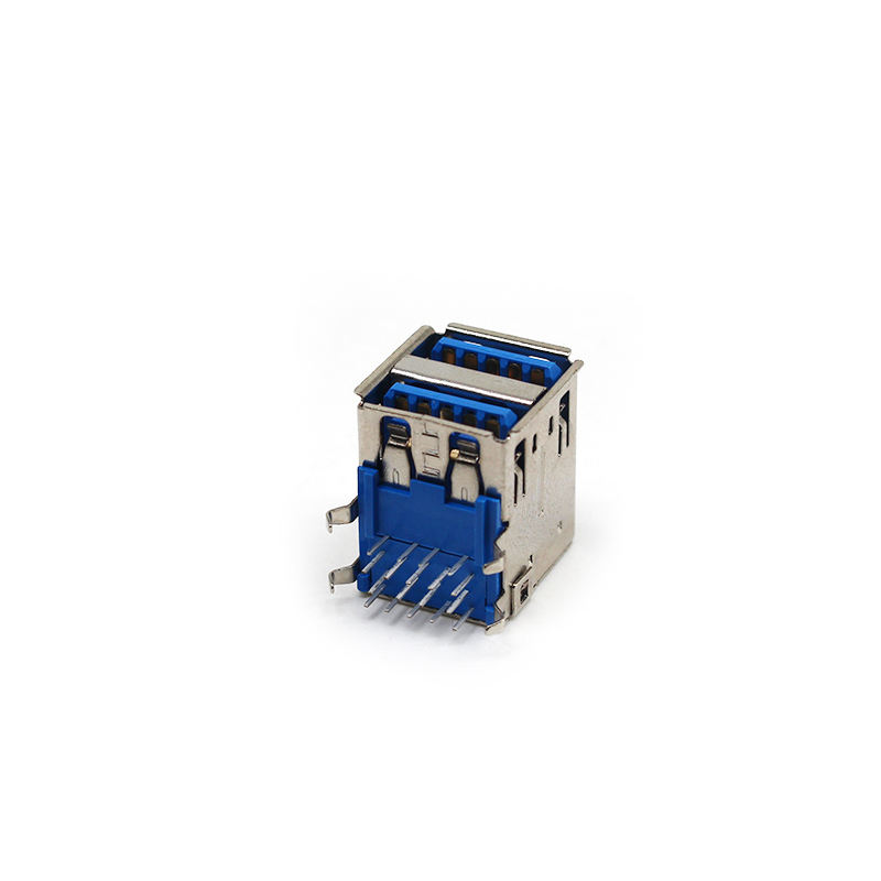 Good Quality PCB USB a Male Connectors 3.0 Type-A Dual Port Female Jack 90 Degree USB a Type Female Sockets for Computer