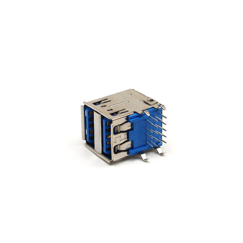 Good Quality PCB USB a Male Connectors 3.0 Type-A Dual Port Female Jack 90 Degree USB a Type Female Sockets for Computer