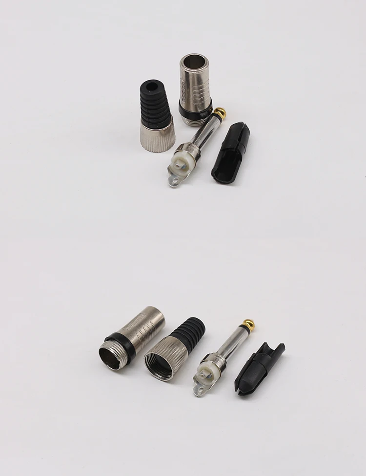 Factory Hot Sale Nickel-Plated Knurled Headset 6.35mm Small Two-Core Plugs 6.3mm Mono Audio Cable Connectors for Amplifier Cable