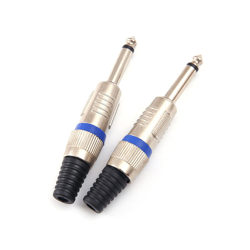 Factory Hot Sale Nickel-Plated Knurled Headset 6.35mm Small Two-Core Plugs 6.3mm Mono Audio Cable Connectors for Amplifier Cable