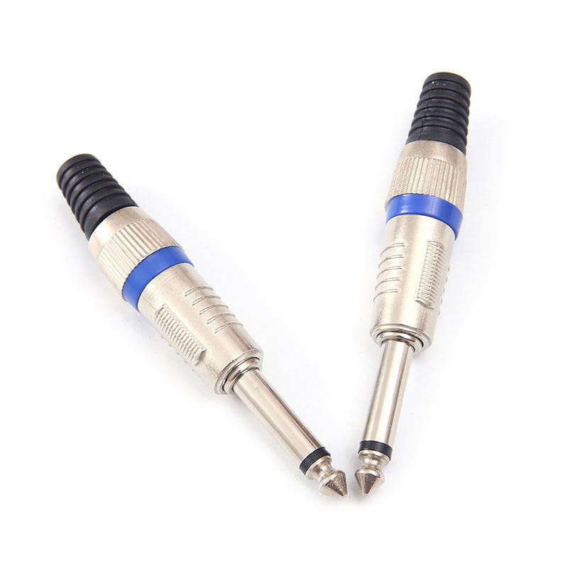 Factory Hot Sale Nickel-Plated Knurled Headset 6.35mm Small Two-Core Plugs 6.3mm Mono Audio Cable Connectors for Amplifier Cable