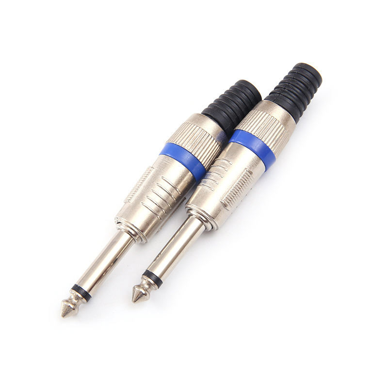 Factory Hot Sale Nickel-Plated Knurled Headset 6.35mm Small Two-Core Plugs 6.3mm Mono Audio Cable Connectors for Amplifier Cable