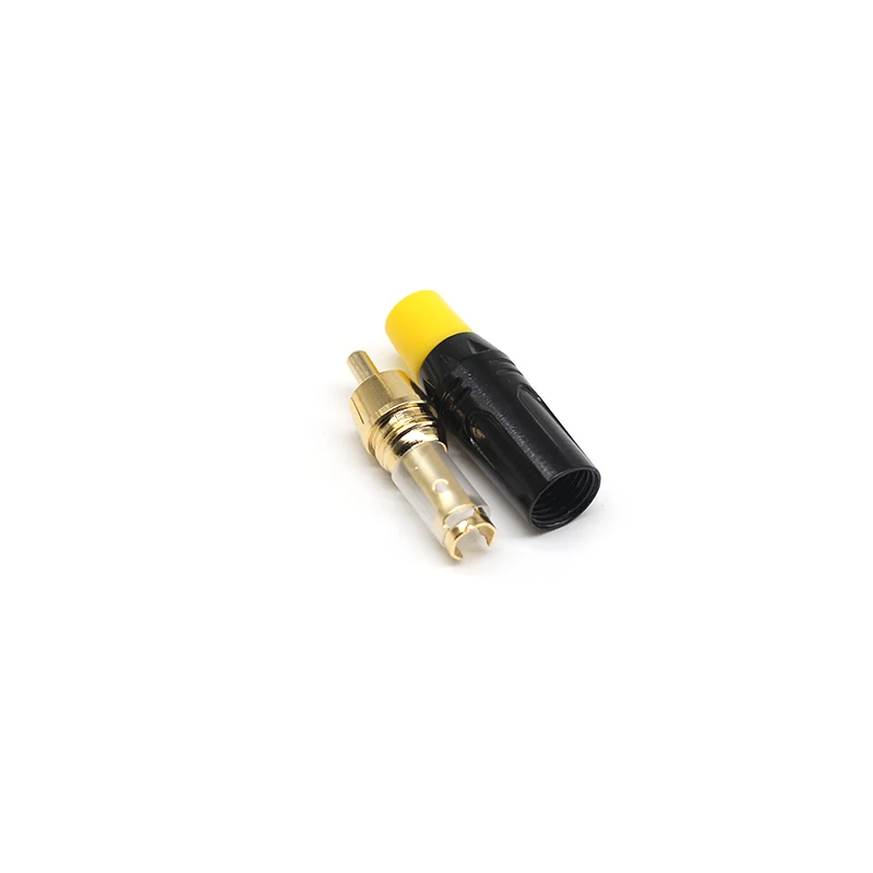 Factory Sale Audio Video Plugs Male Connectors Golden Head Black Electrophoretic Coating RCA Plugs Gold-Plated for RCA 6mm Cable