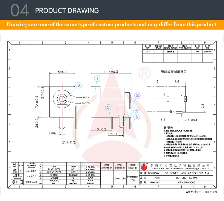 DC Sockets Interface Female 1.3mm Round Hole DC-002-1.3 Charging DC Power Jack POWER JACK MINI HI-TEMP 1.3 MM D KLDX-0201-BHT-1