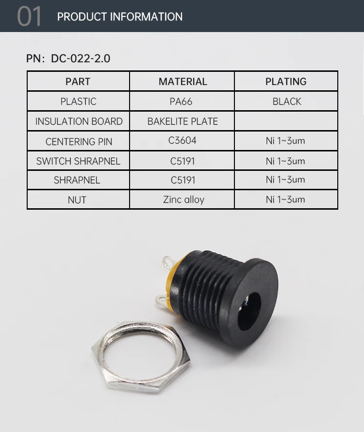DC022 5521 5525 DC Power Socket With Threaded Screws Audio Socket SMT 5.5*2.1/2.5 mm Charging Supply Dc Power Female Connector