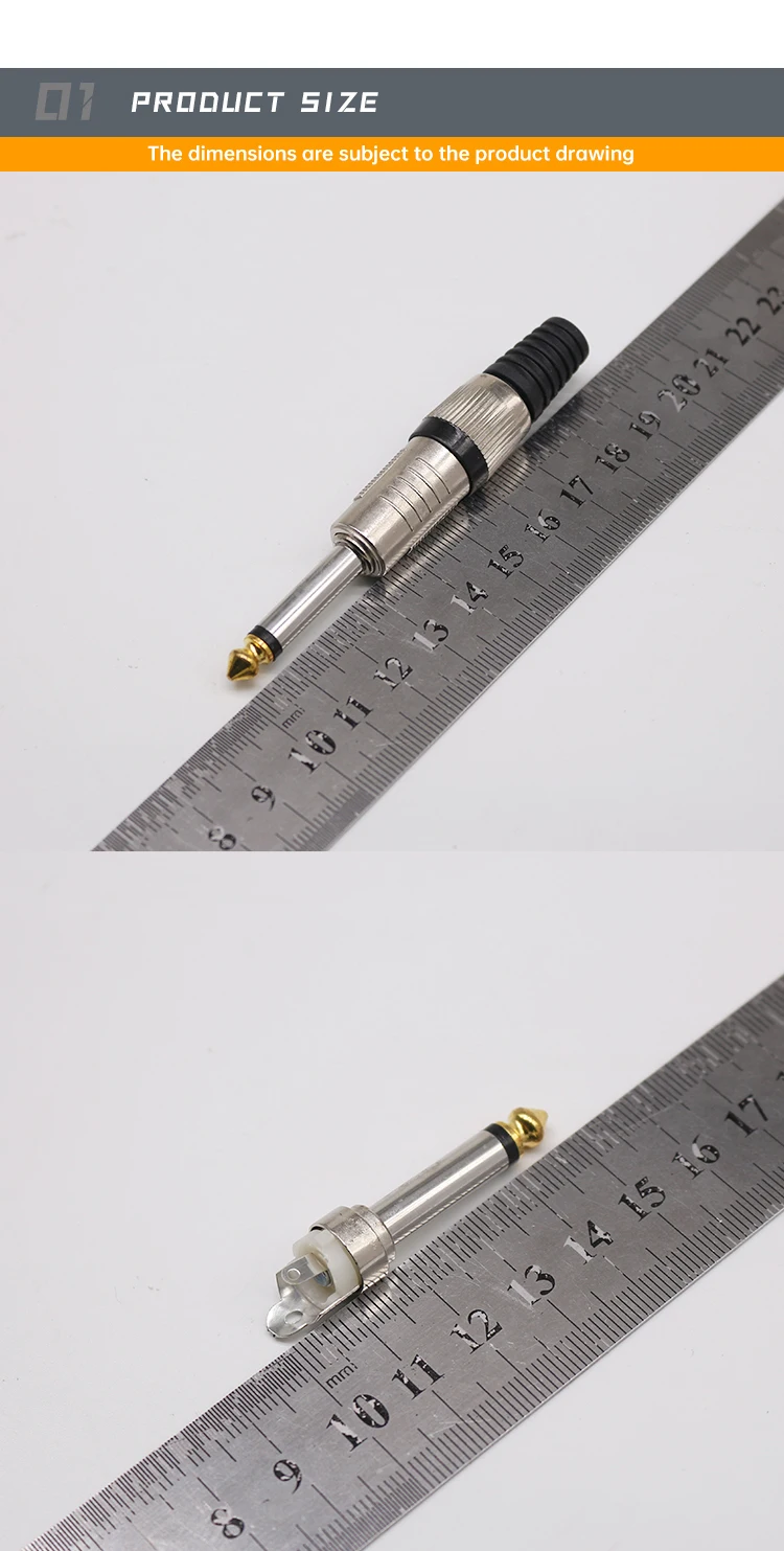 6.35mm plug Factory Direct Sales Metal 1/4 6.3mm Plug  for Speaker Mono Speaker JT3079
