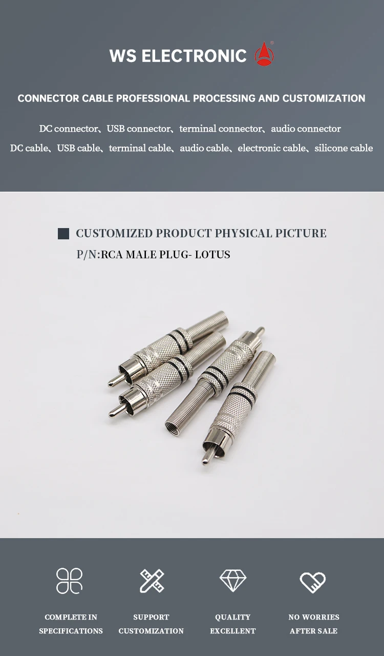 rca connector Plug with Spring Coax Audio Nickel Plated Adapter JT4024
