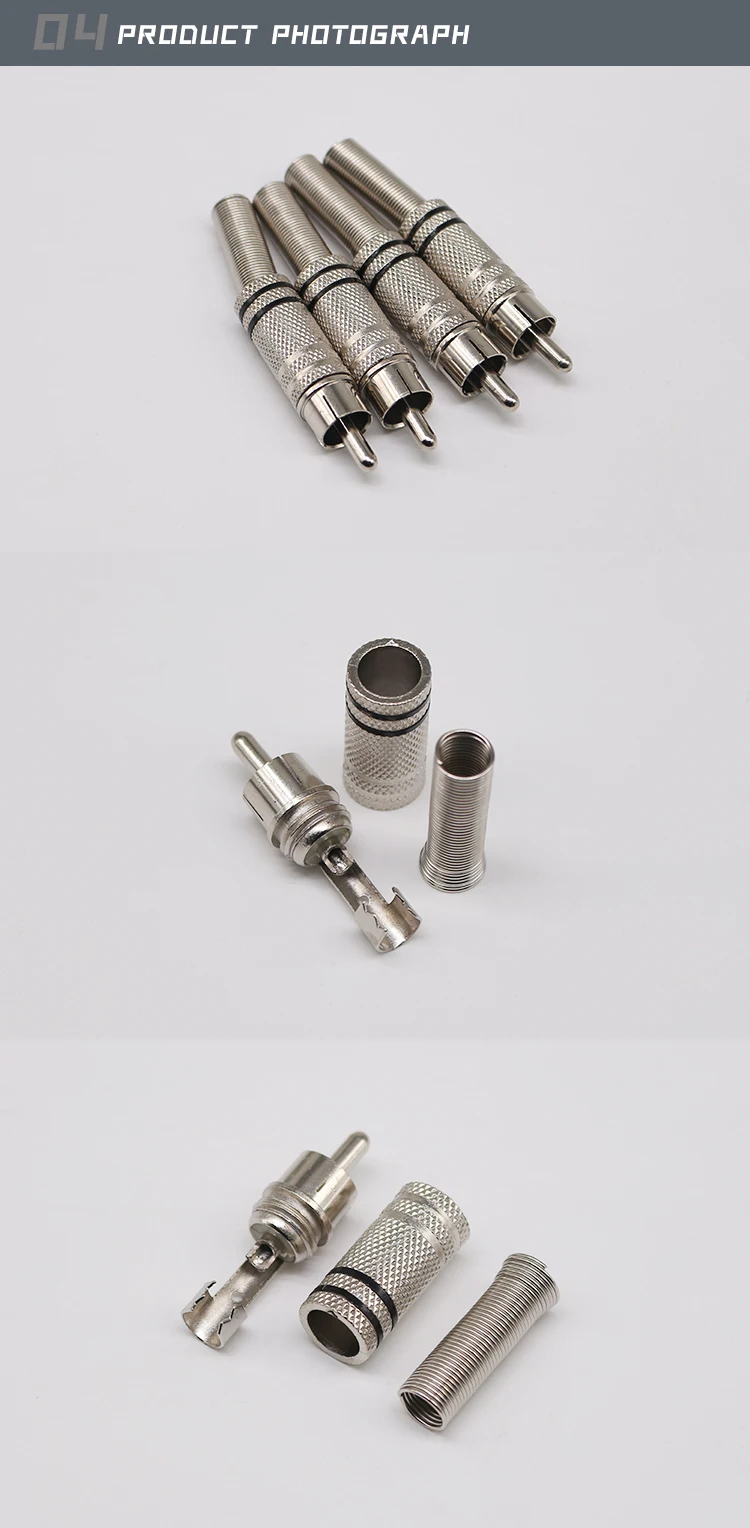 rca connector Plug with Spring Coax Audio Nickel Plated Adapter JT4024