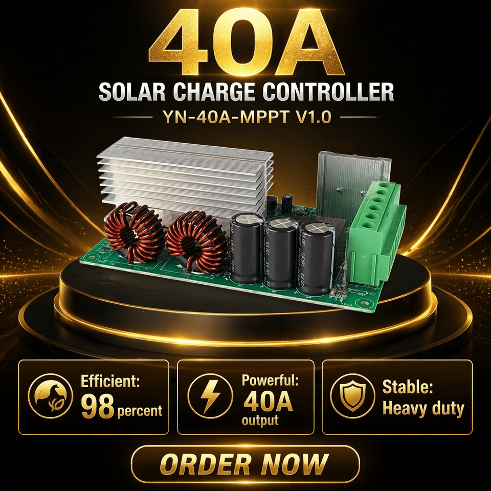 40A MPPT Solar Charge Controller Board 12V 24V Auto Detection for Lithium LiFePO4 Battery System