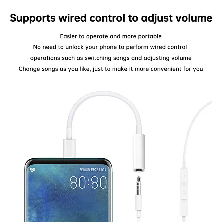 Wholesale Earphone Cables 3.5mm AUX Audio Jack Headphone Adapter Audio to Type C Splitter Adapter for Android Mobile Phone