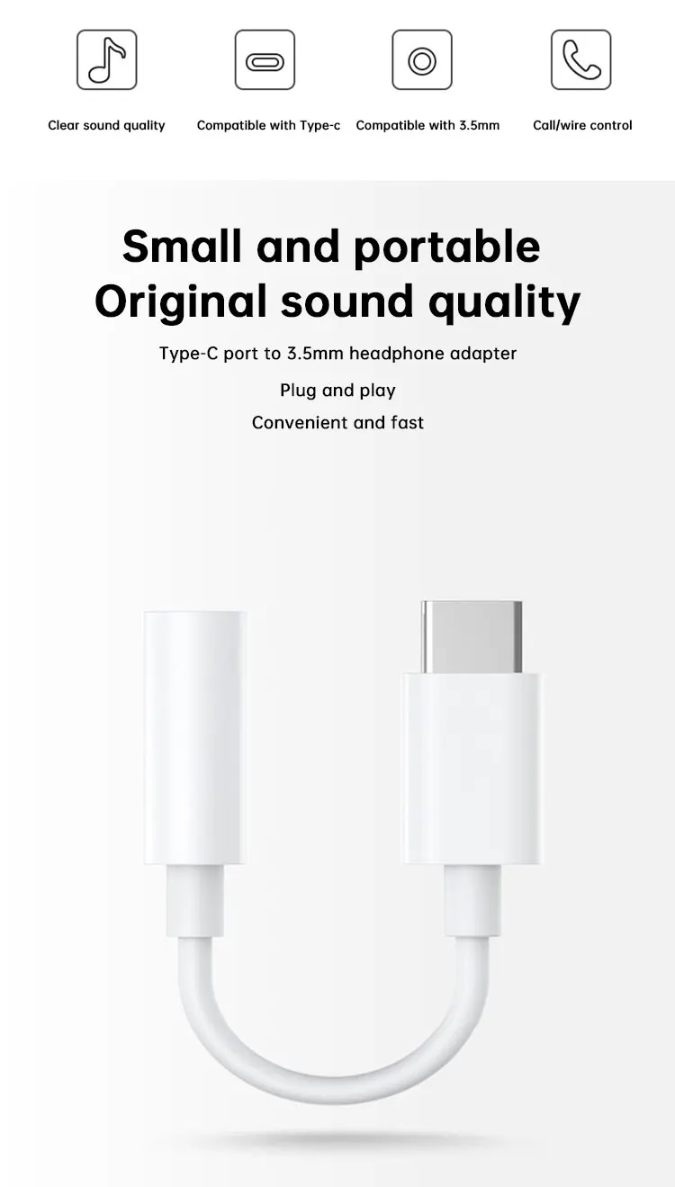 Wholesale Earphone Cables 3.5mm AUX Audio Jack Headphone Adapter Audio to Type C Splitter Adapter for Android Mobile Phone