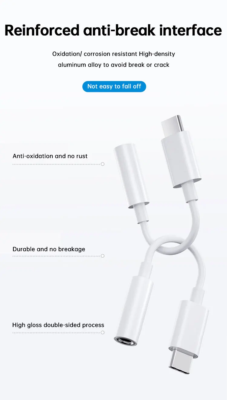 Wholesale Earphone Cables 3.5mm AUX Audio Jack Headphone Adapter Audio to Type C Splitter Adapter for Android Mobile Phone